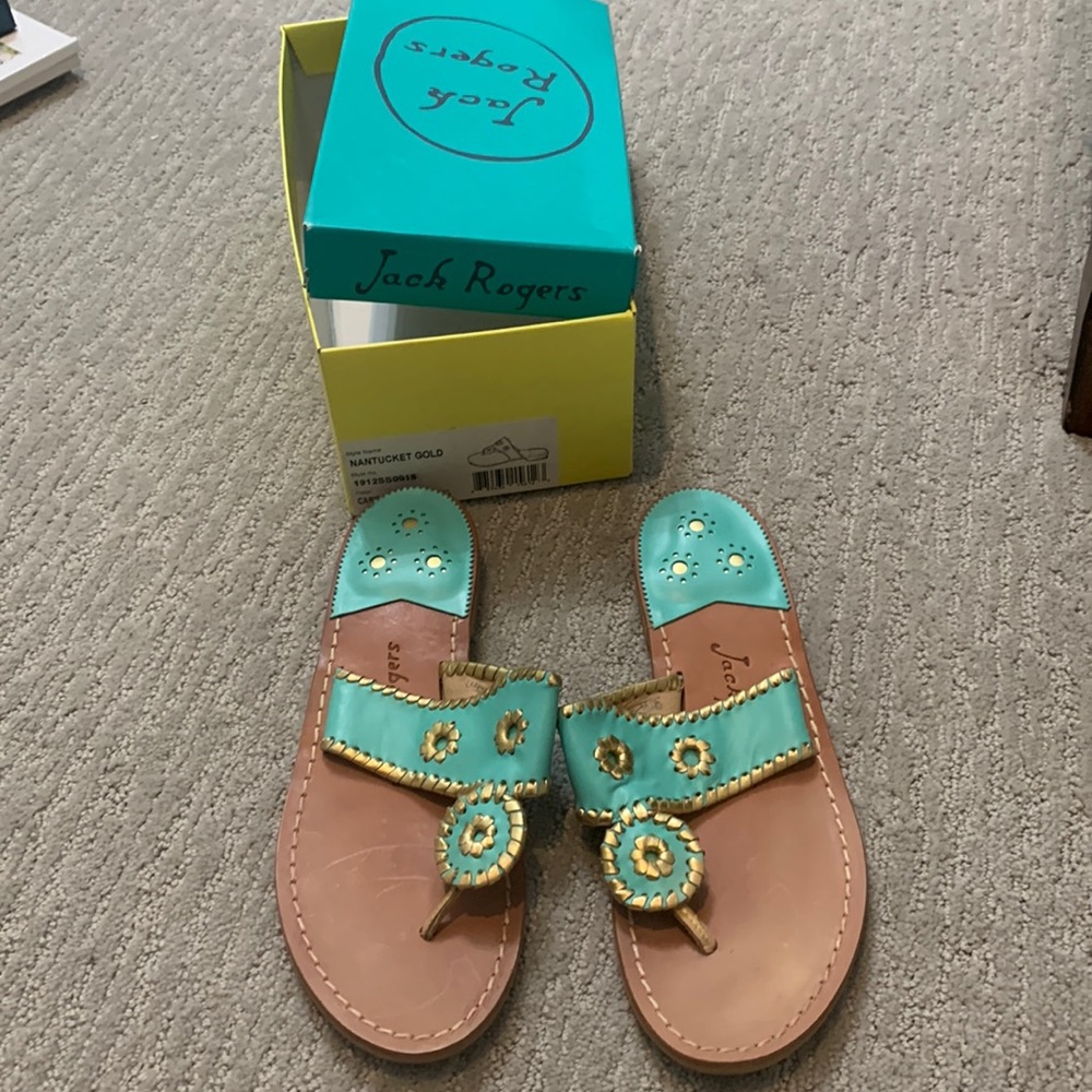 Worn Once! Jack Rogers Caribbean Blue Navajo Sandals with Box!